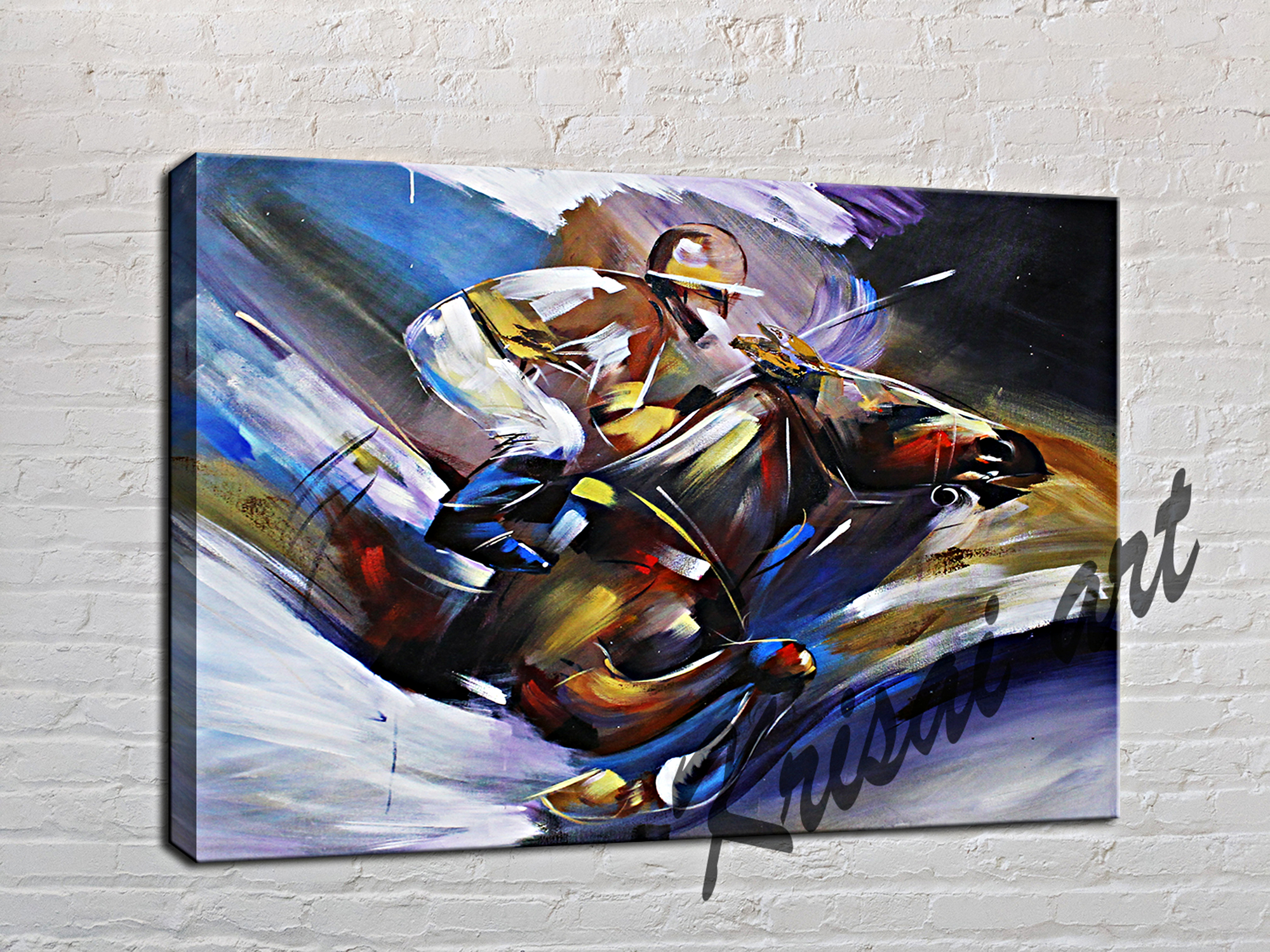 Horse Racing Abstract Art on Canvas