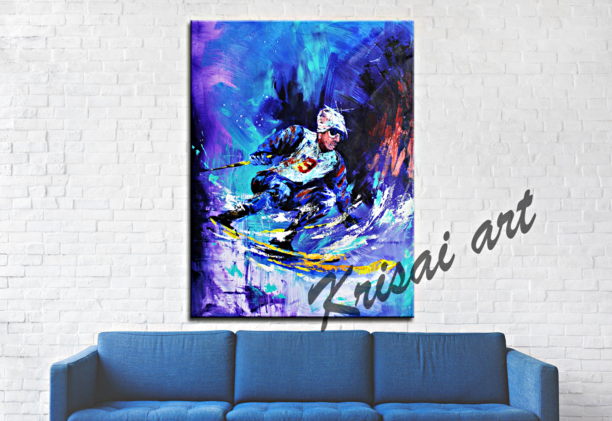 Love For Skiing Canvas Artwork