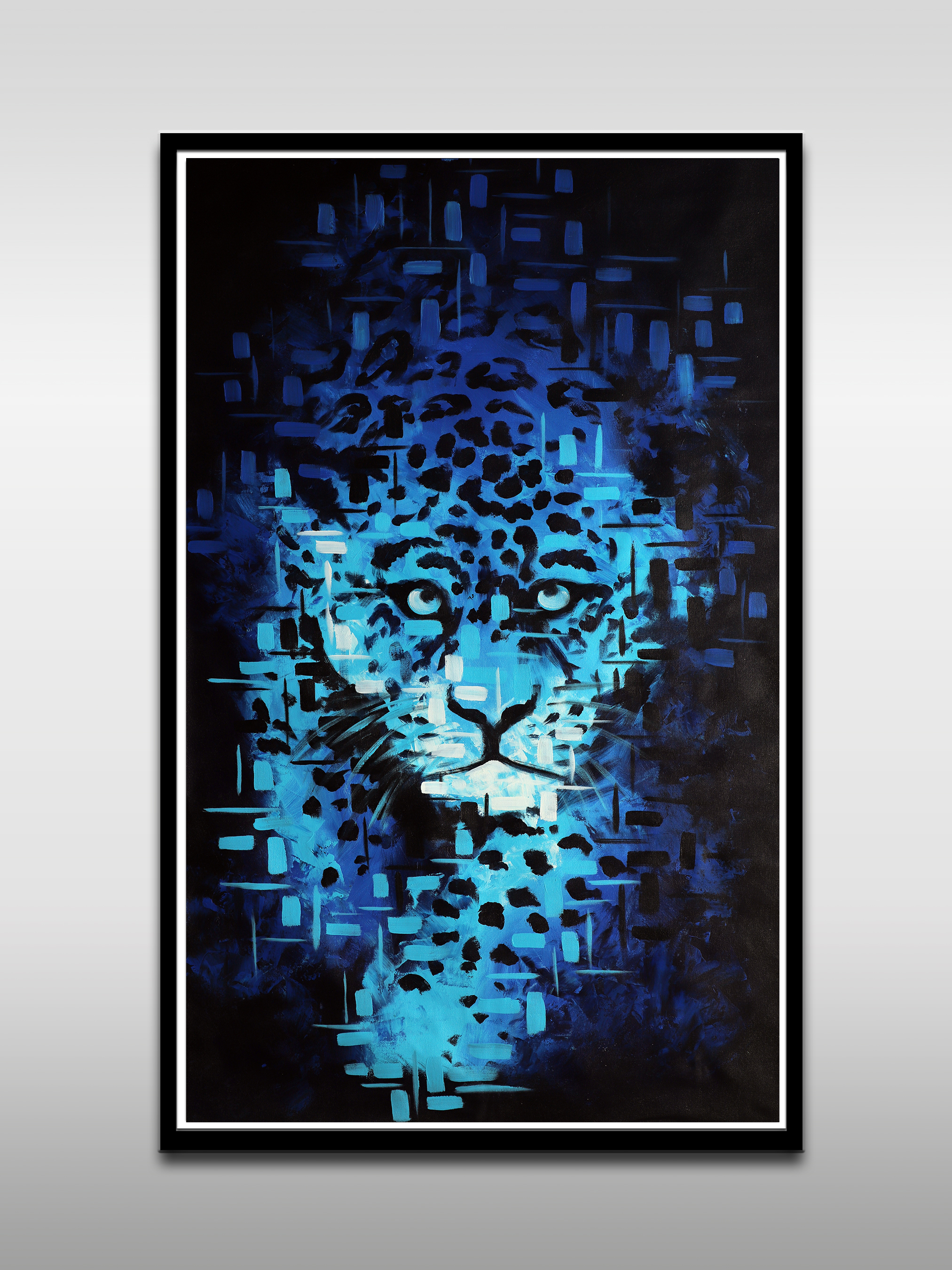 Blue Leopard Abstract Art