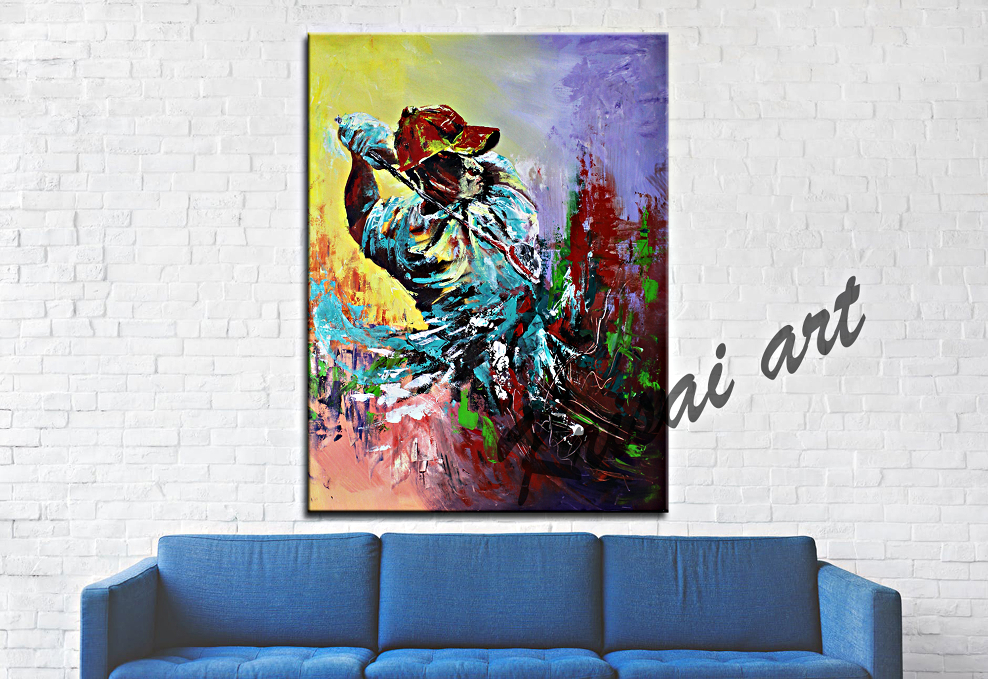 The Golfer Abstract Canvas Painting