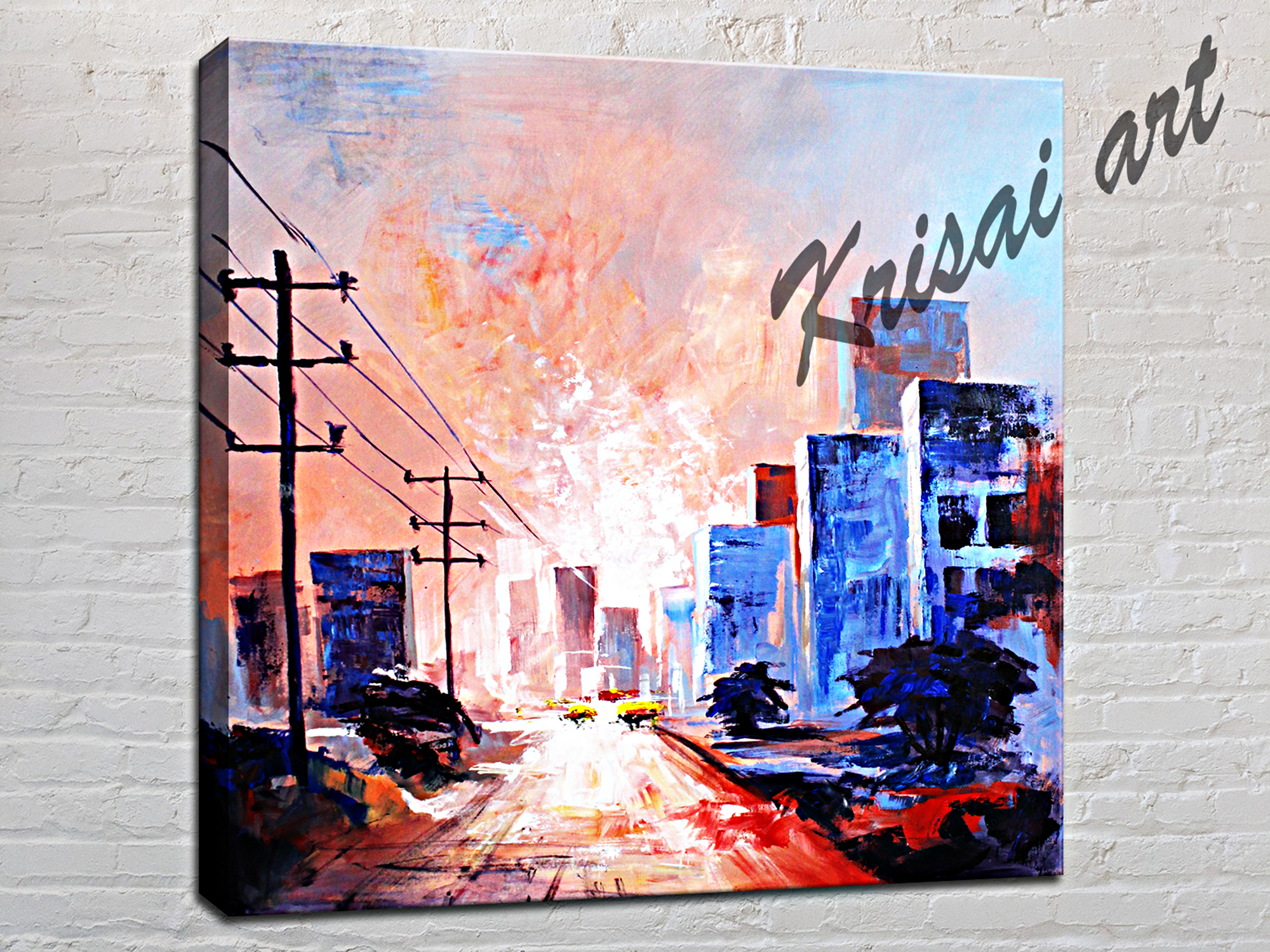 Across The Street Cityscape Painting