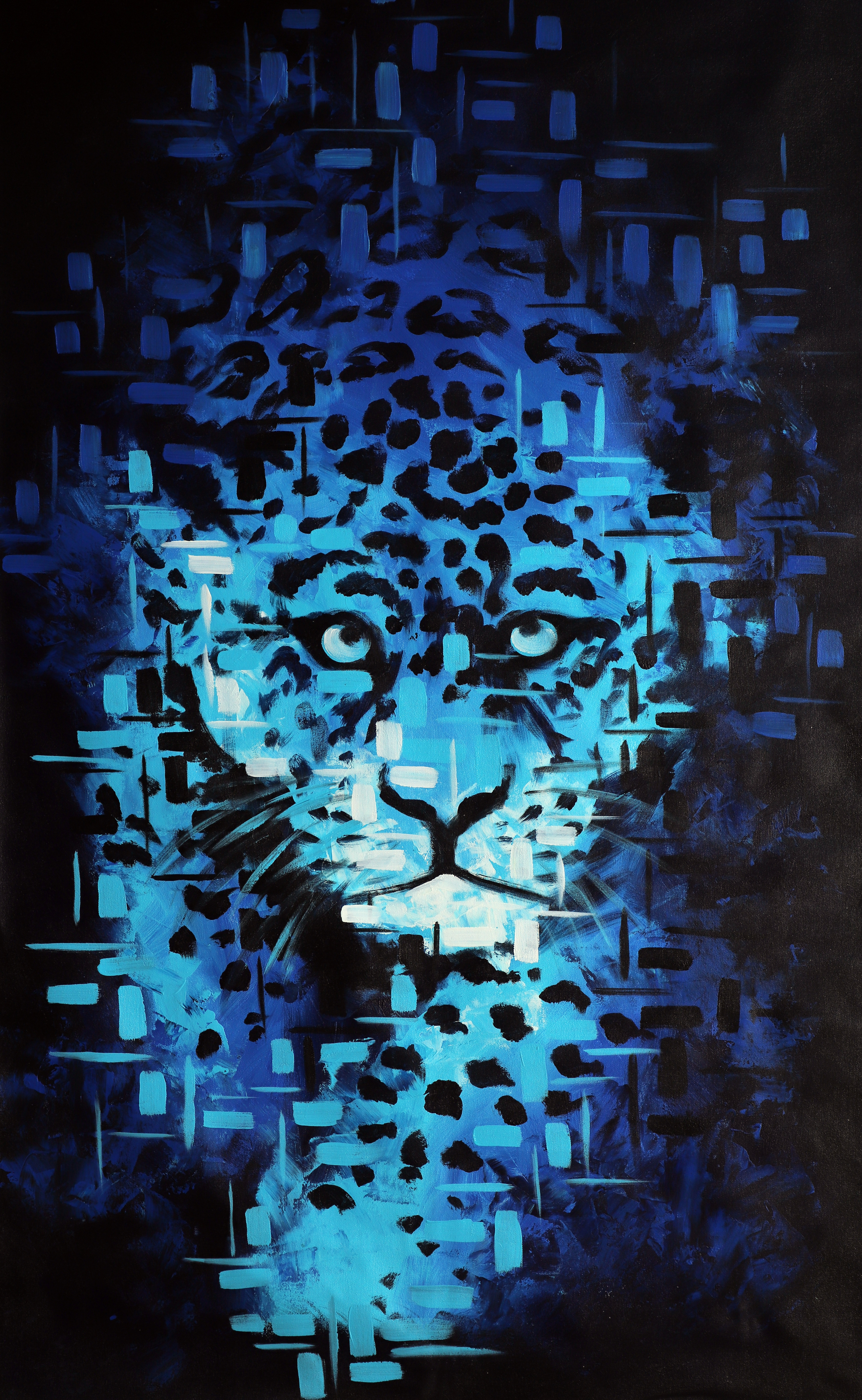 Blue Leopard Abstract Art