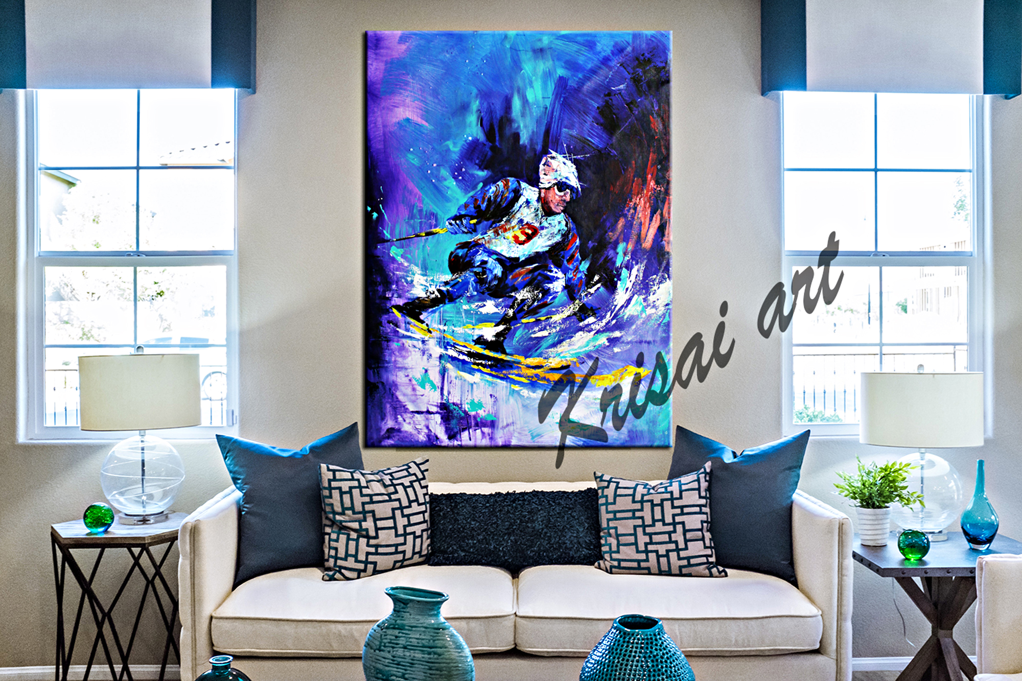 Love For Skiing Canvas Artwork