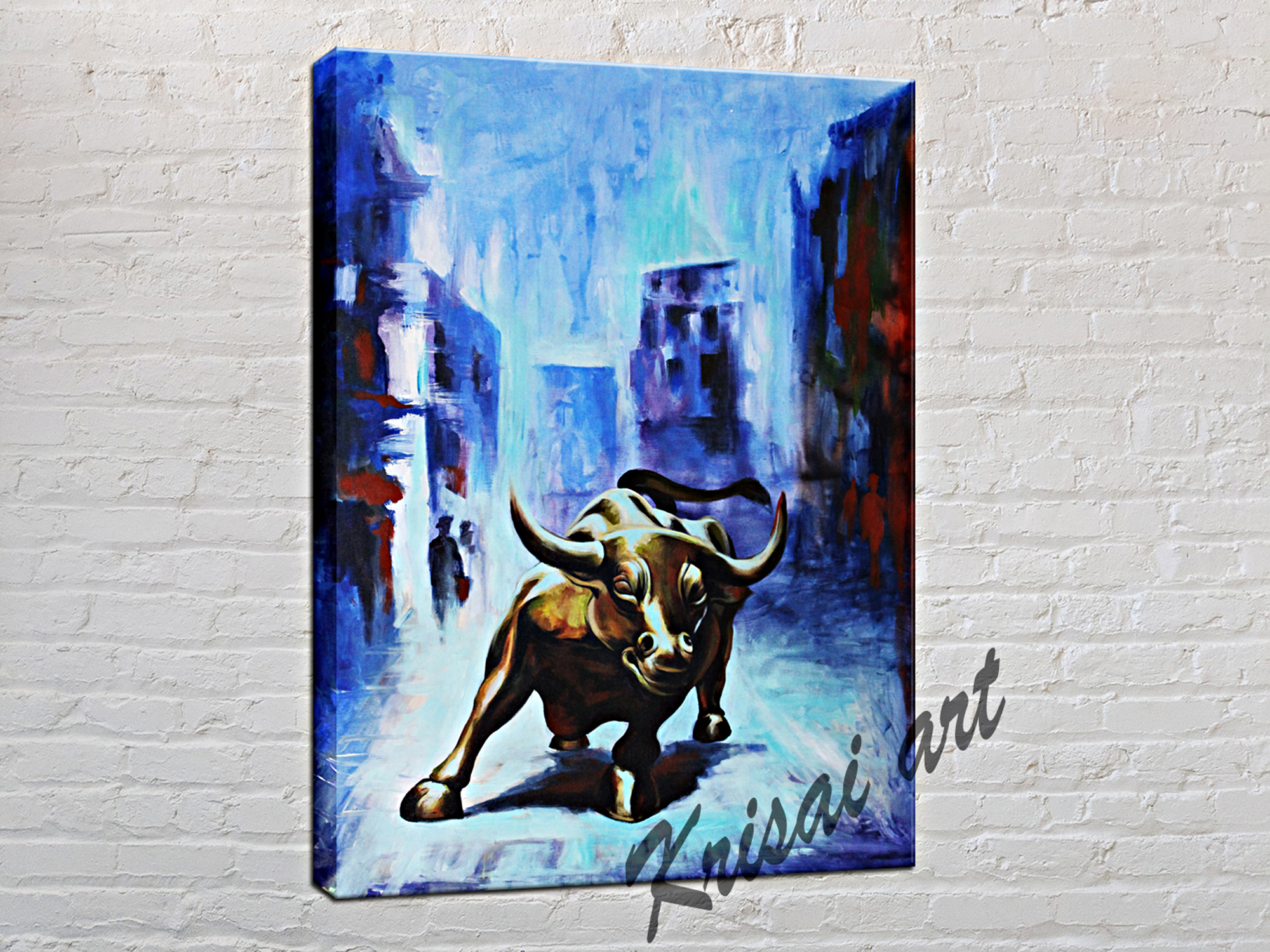 Modern Bull Run Canvas Painting