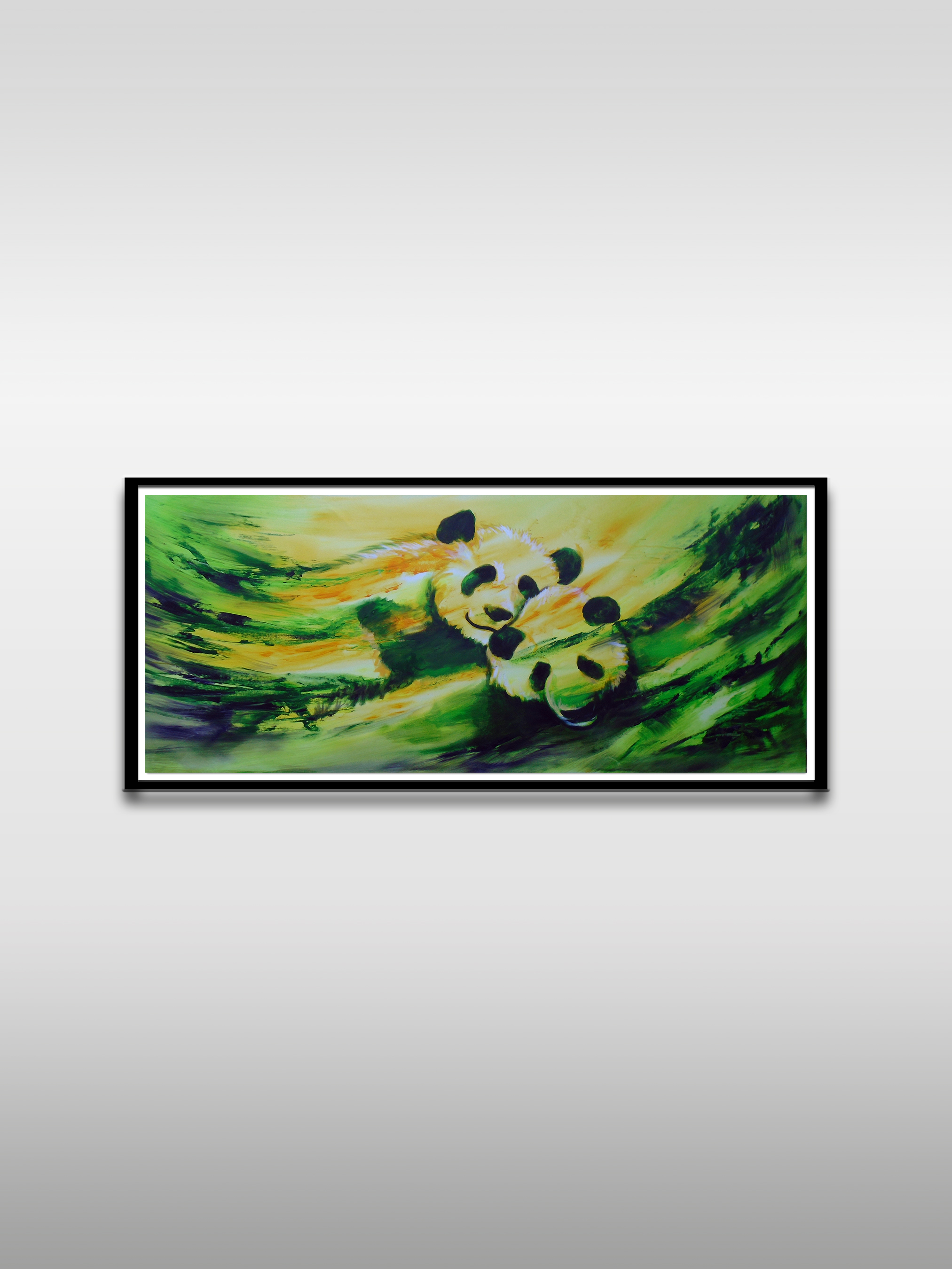 Lovable Panda Duo Abstract Painting