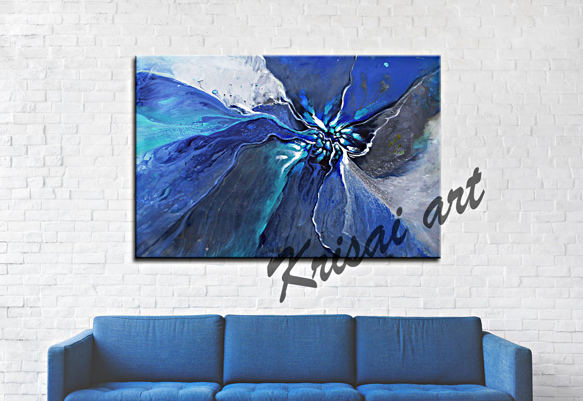 Blue Butterfly Effect Abstract Wall Painting