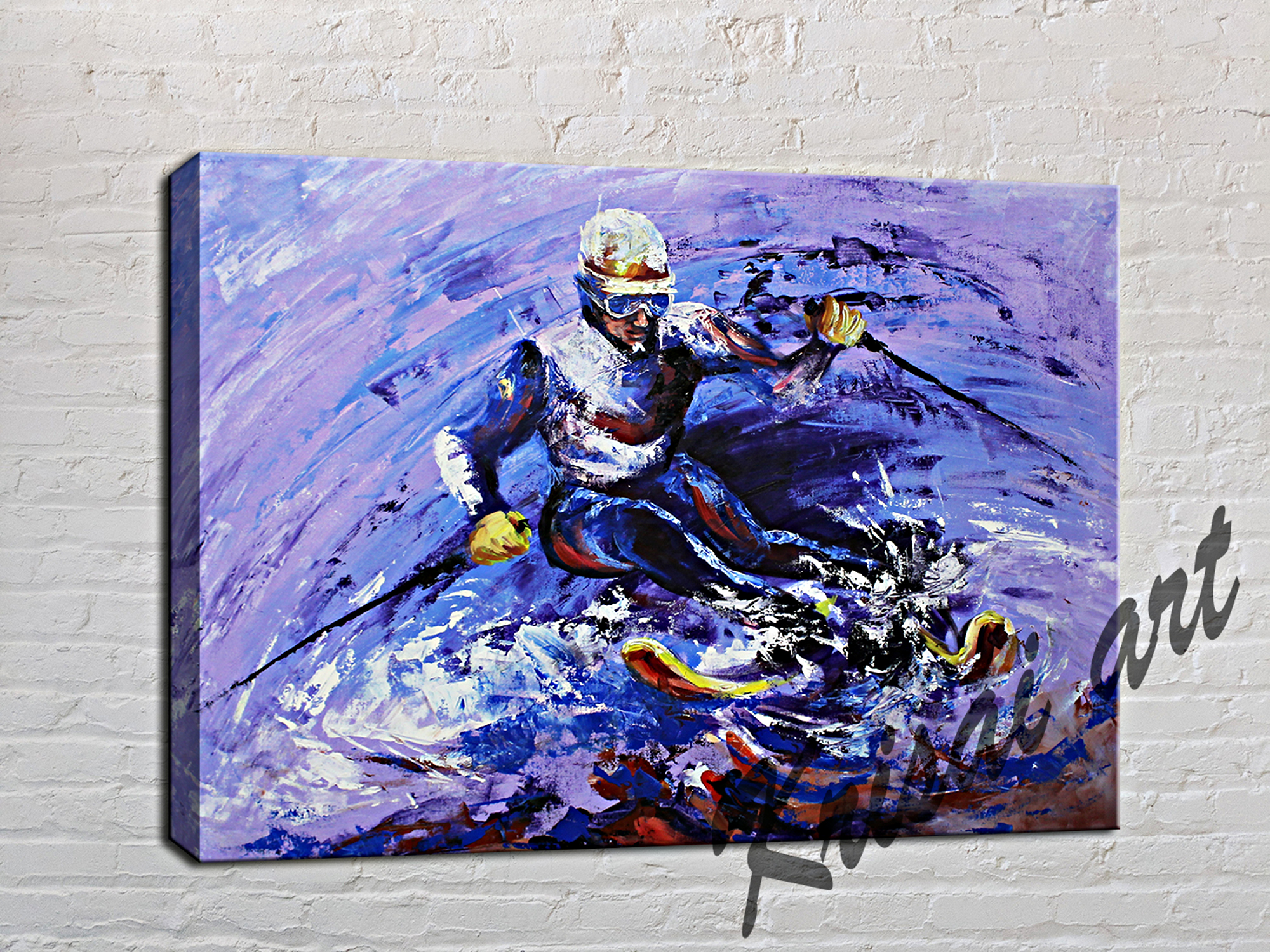 The Skiing Love Canvas Painting
