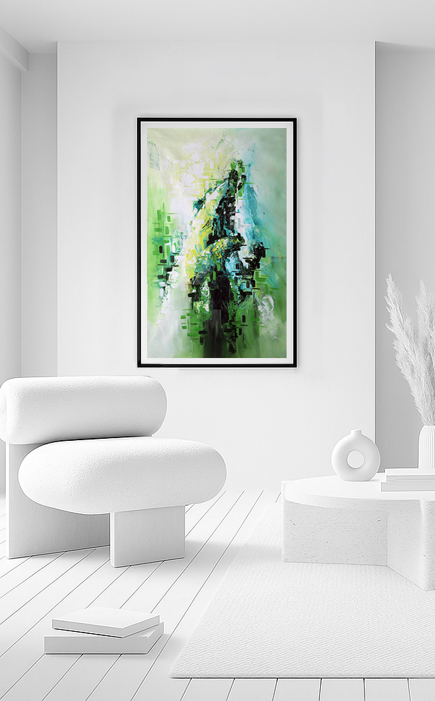 Love In The Air Abstract Green Wall Art