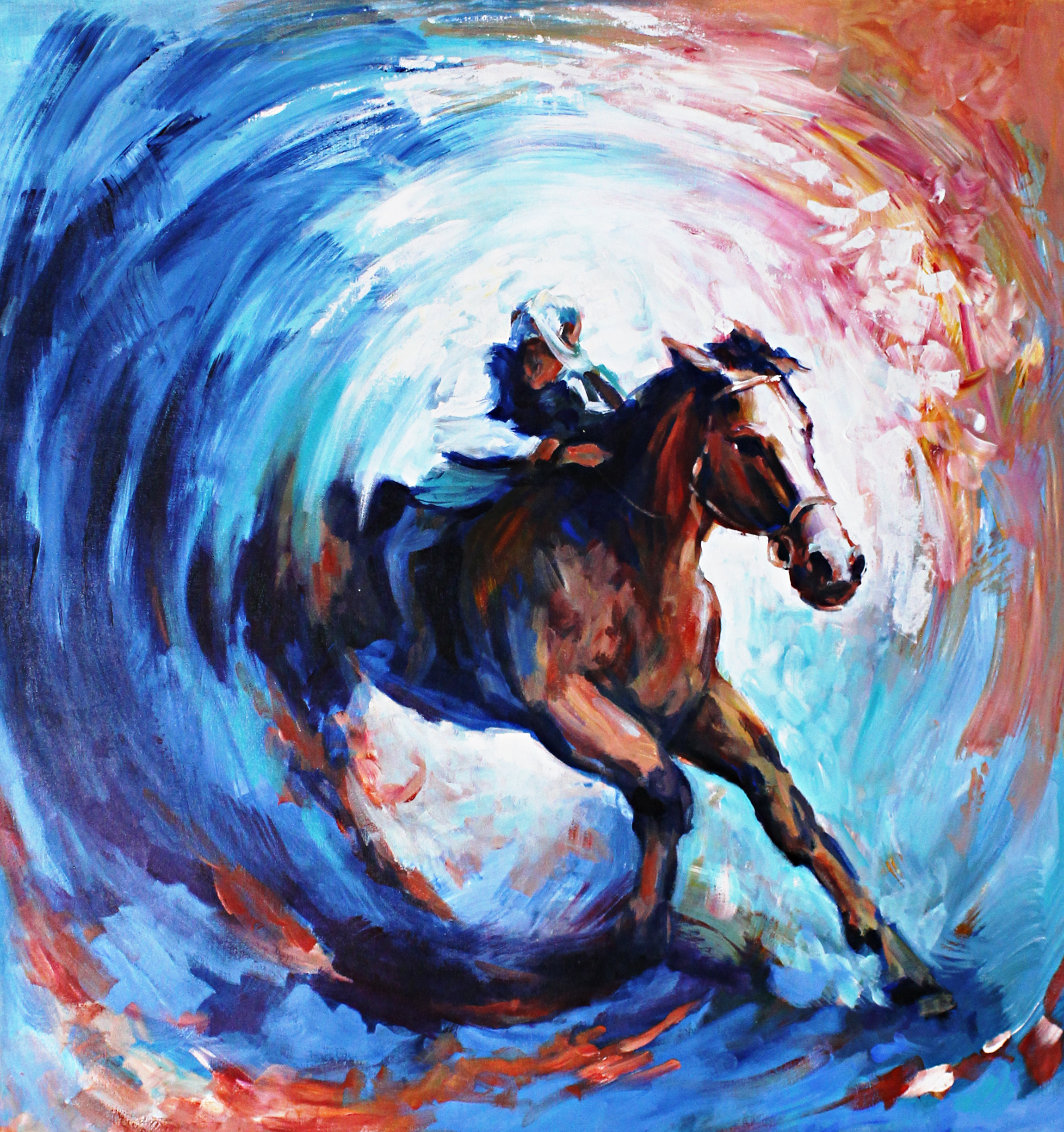 Riding Galloping Horse Canvas Art