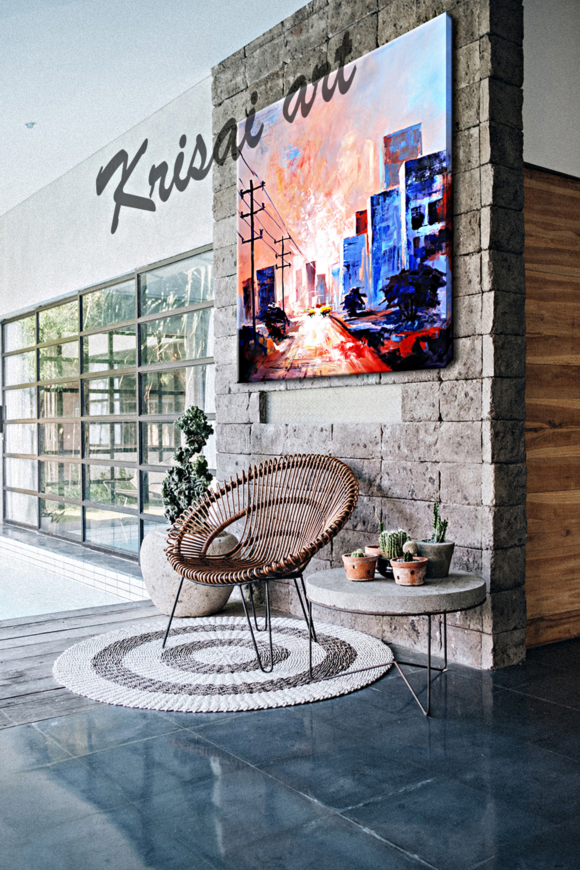 Across The Street Cityscape Painting