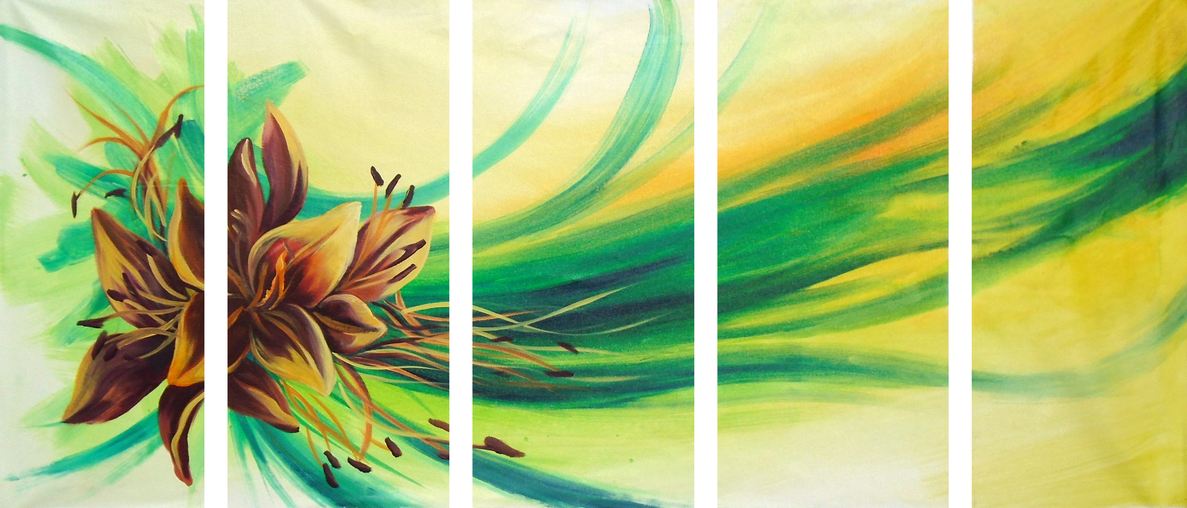 5 Panel A Bouquet Canvas Painting