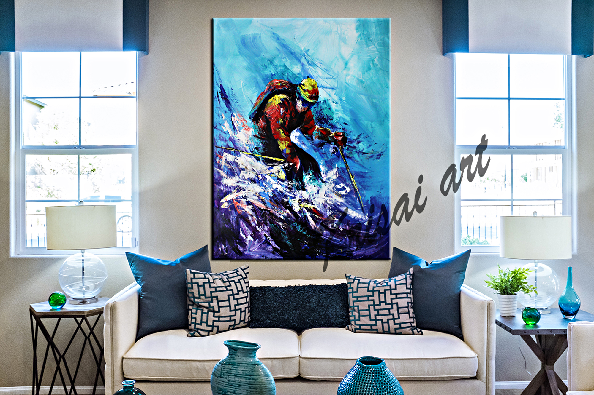 Skiing Sports Acrylic Canvas Painting