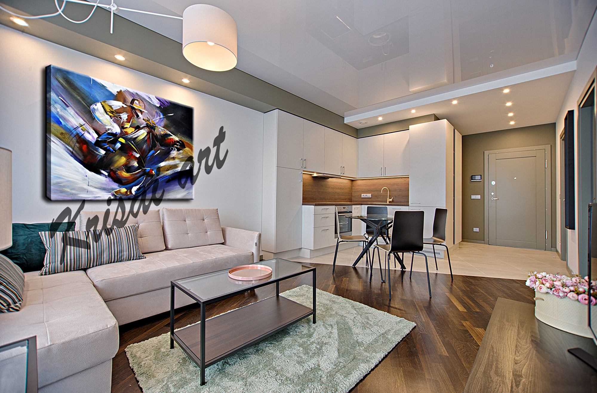 Horse Racing Abstract Art on Canvas