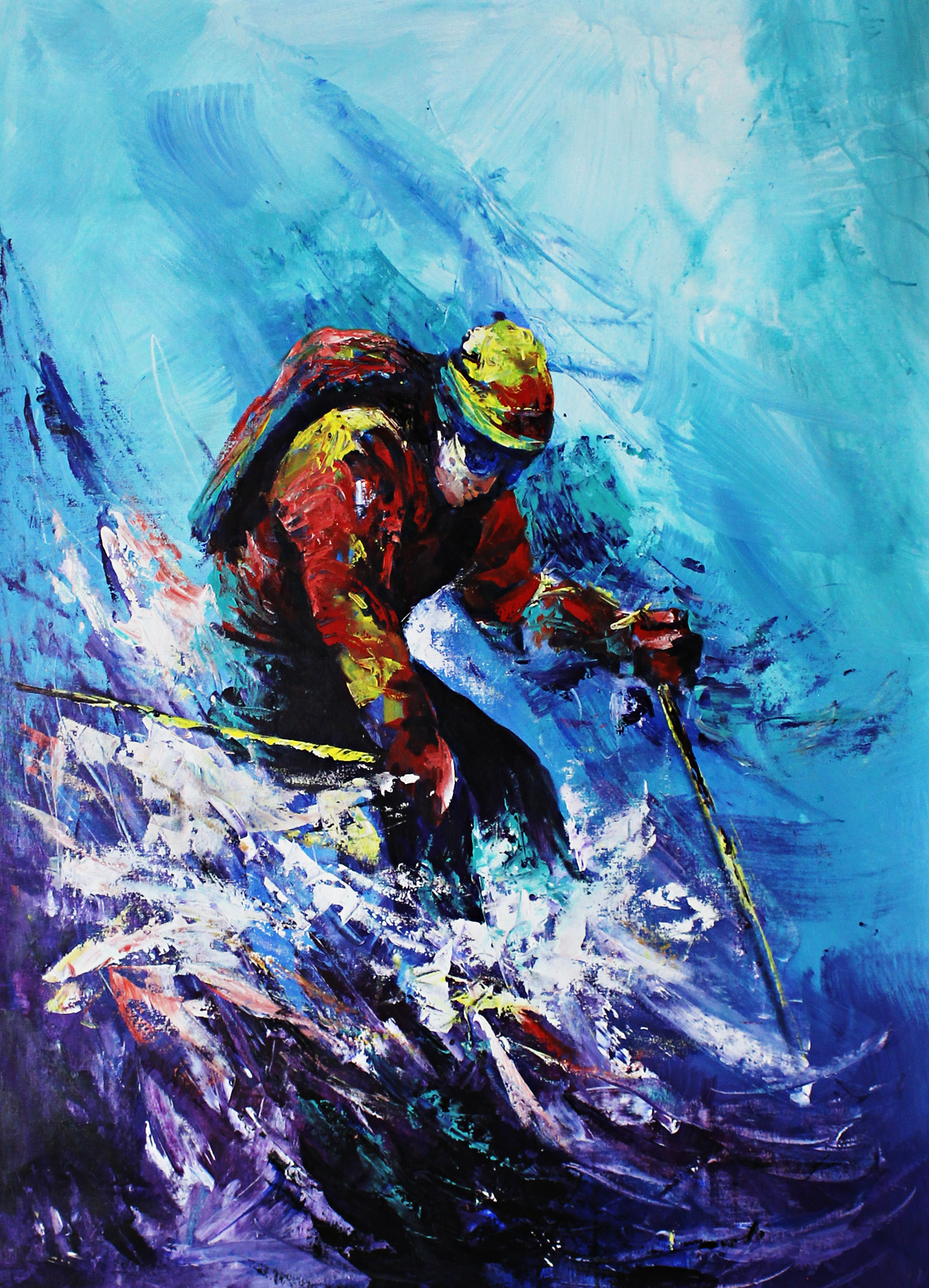 Skiing Sports Acrylic Canvas Painting