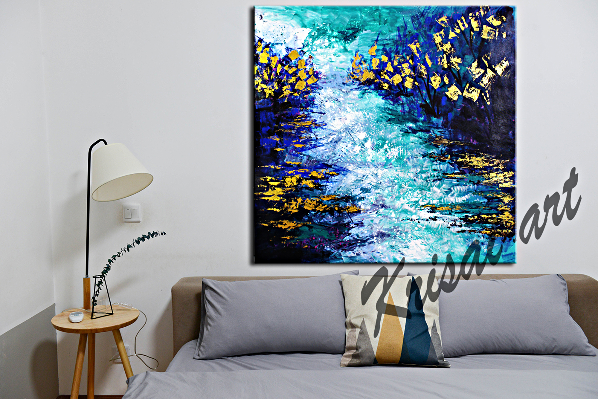 The Golden Trees Seascape Abstract Painting