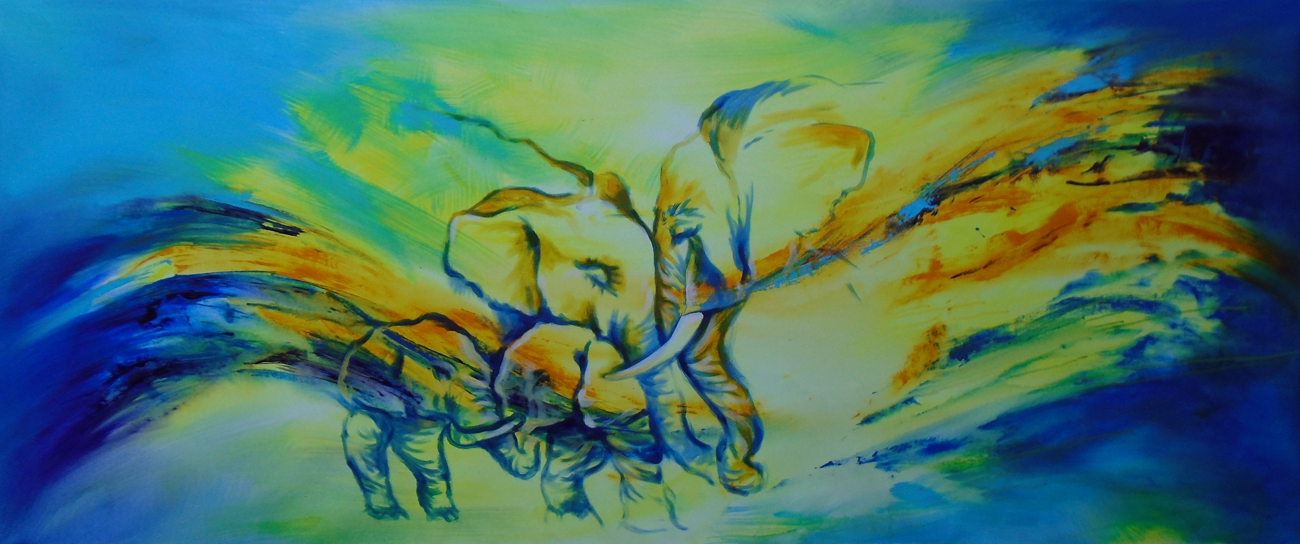Abstract Elephant Family Painting