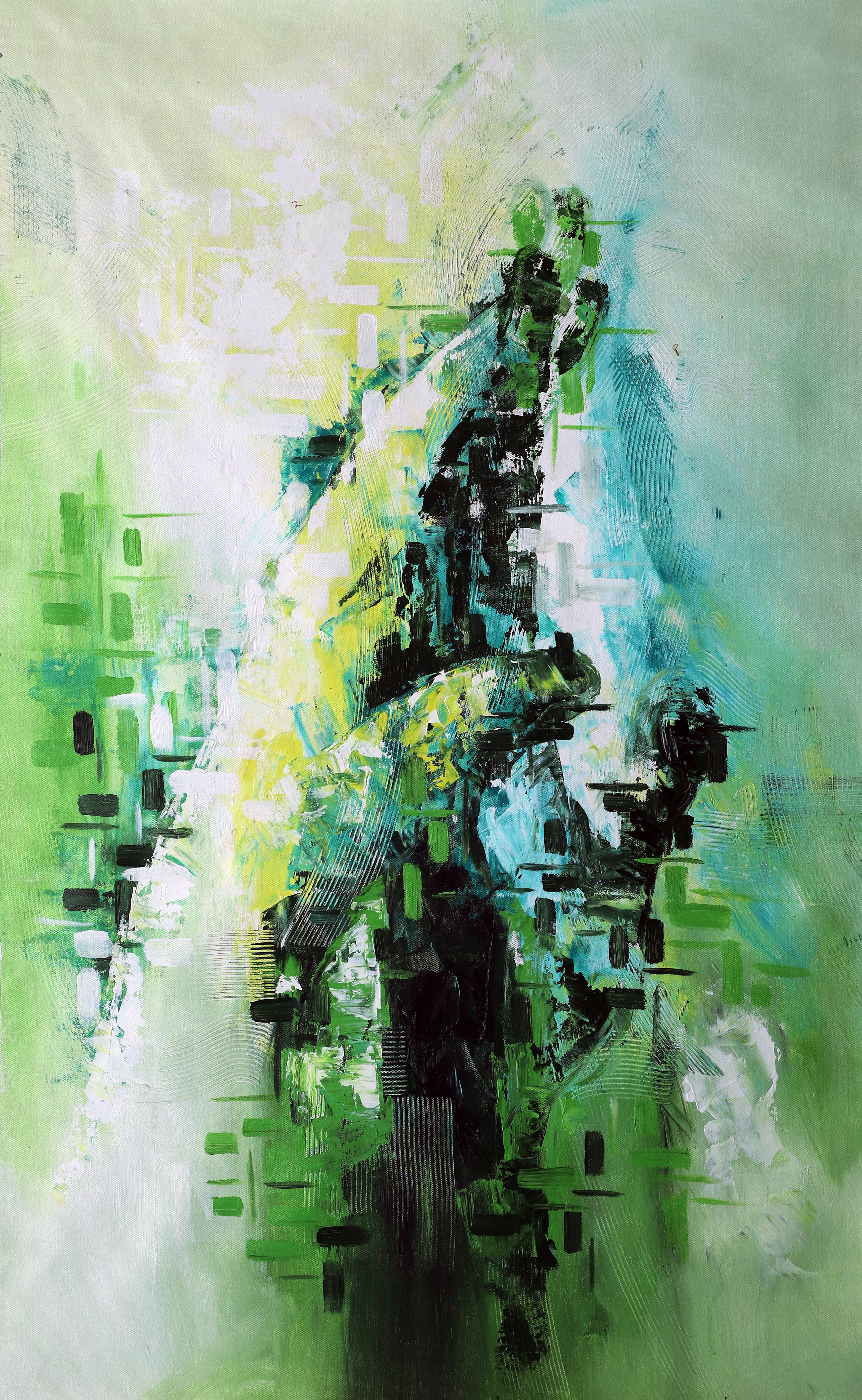 Love In The Air Abstract Green Wall Art