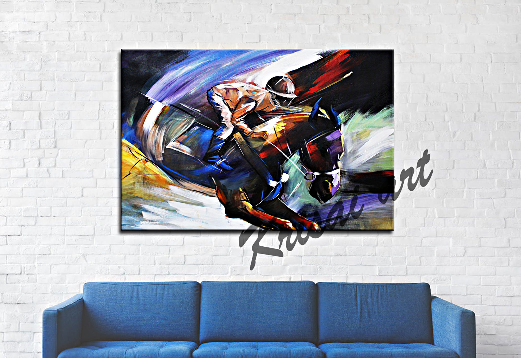 Cross Country Horse Racing Canvas Painting