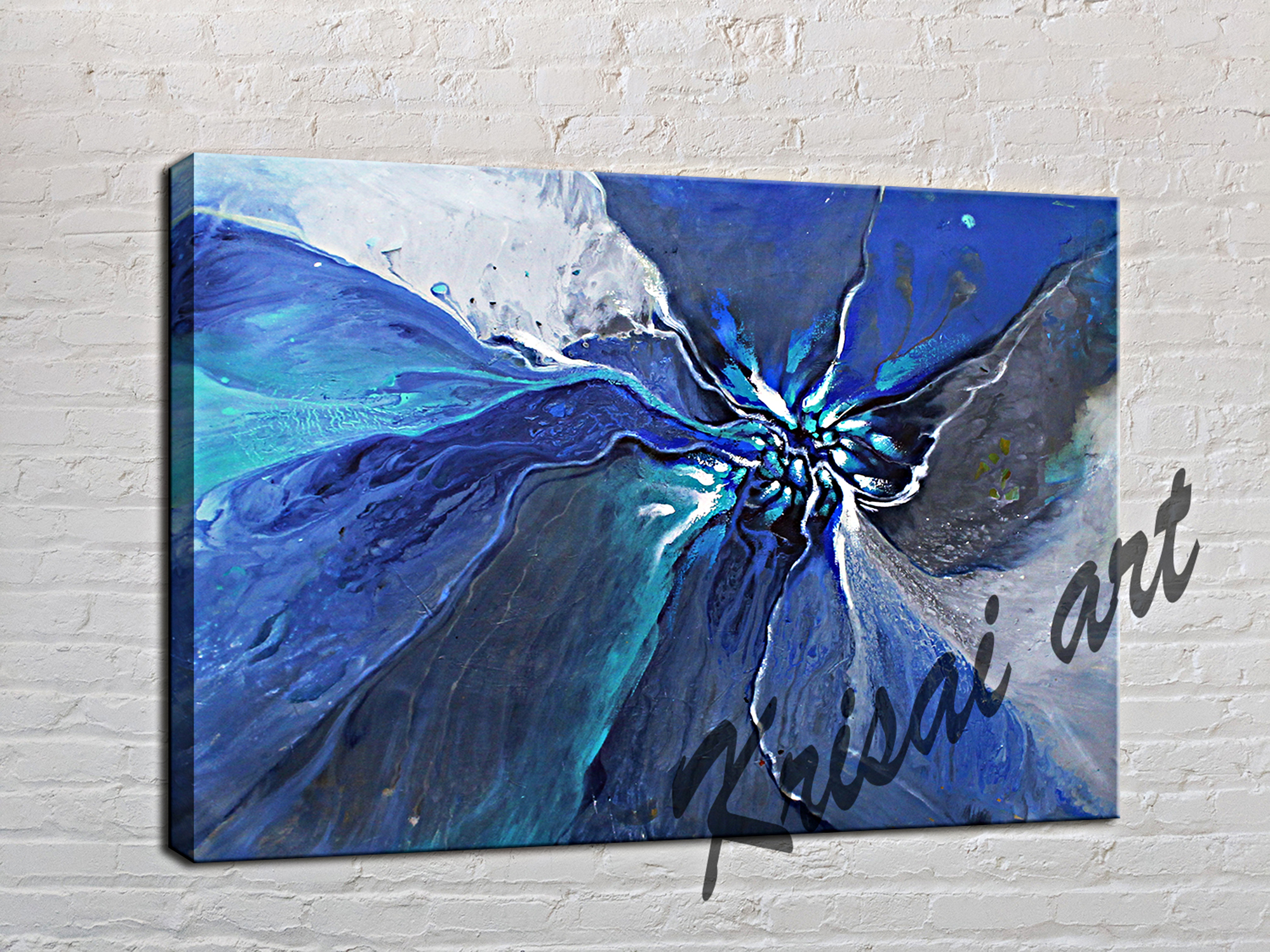 Blue Butterfly Effect Abstract Wall Painting