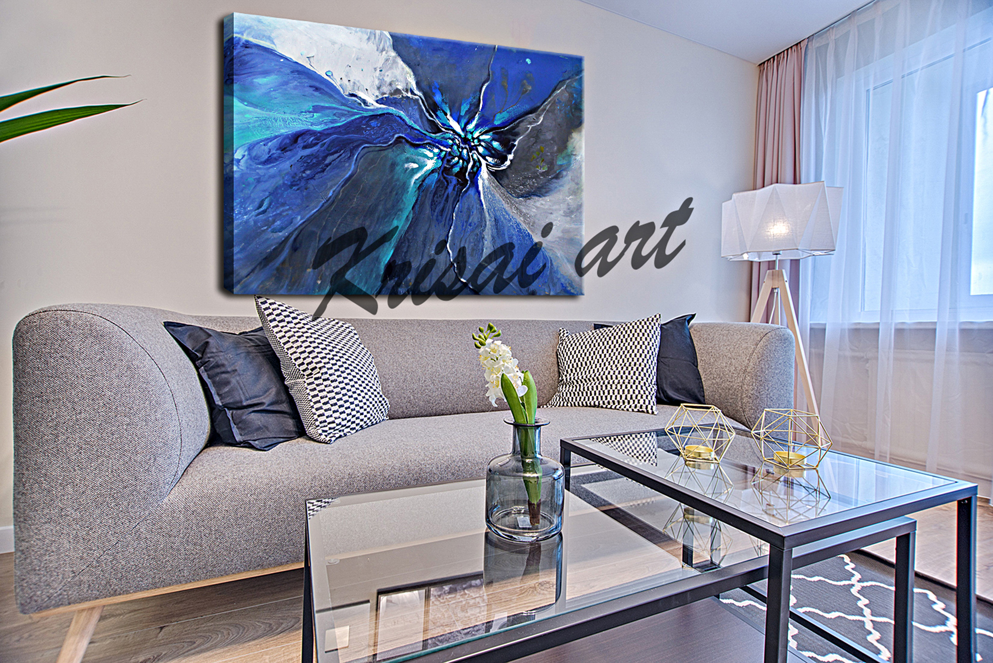 Blue Butterfly Effect Abstract Wall Painting