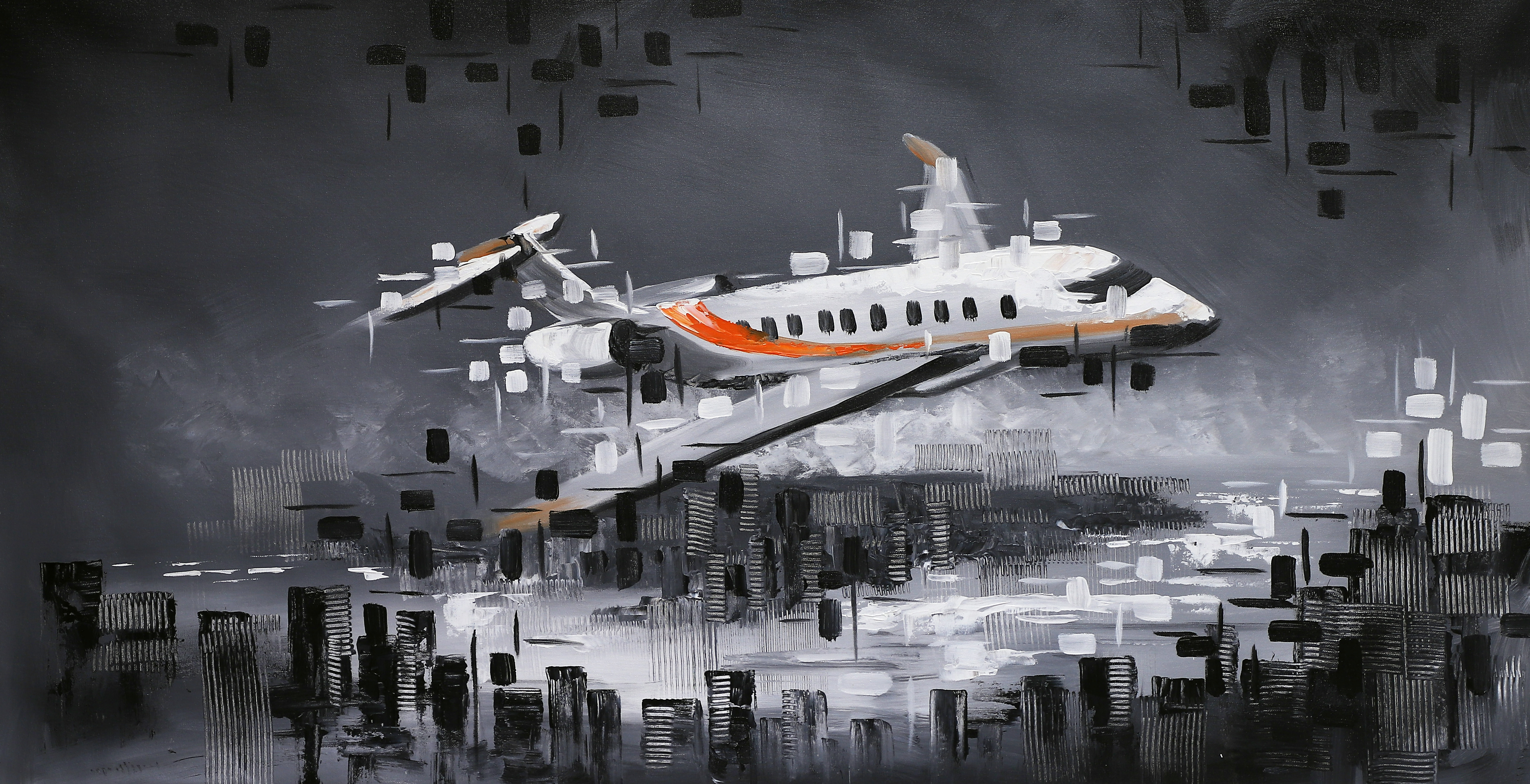 Modern Private Airplane Abstract Wall Art
