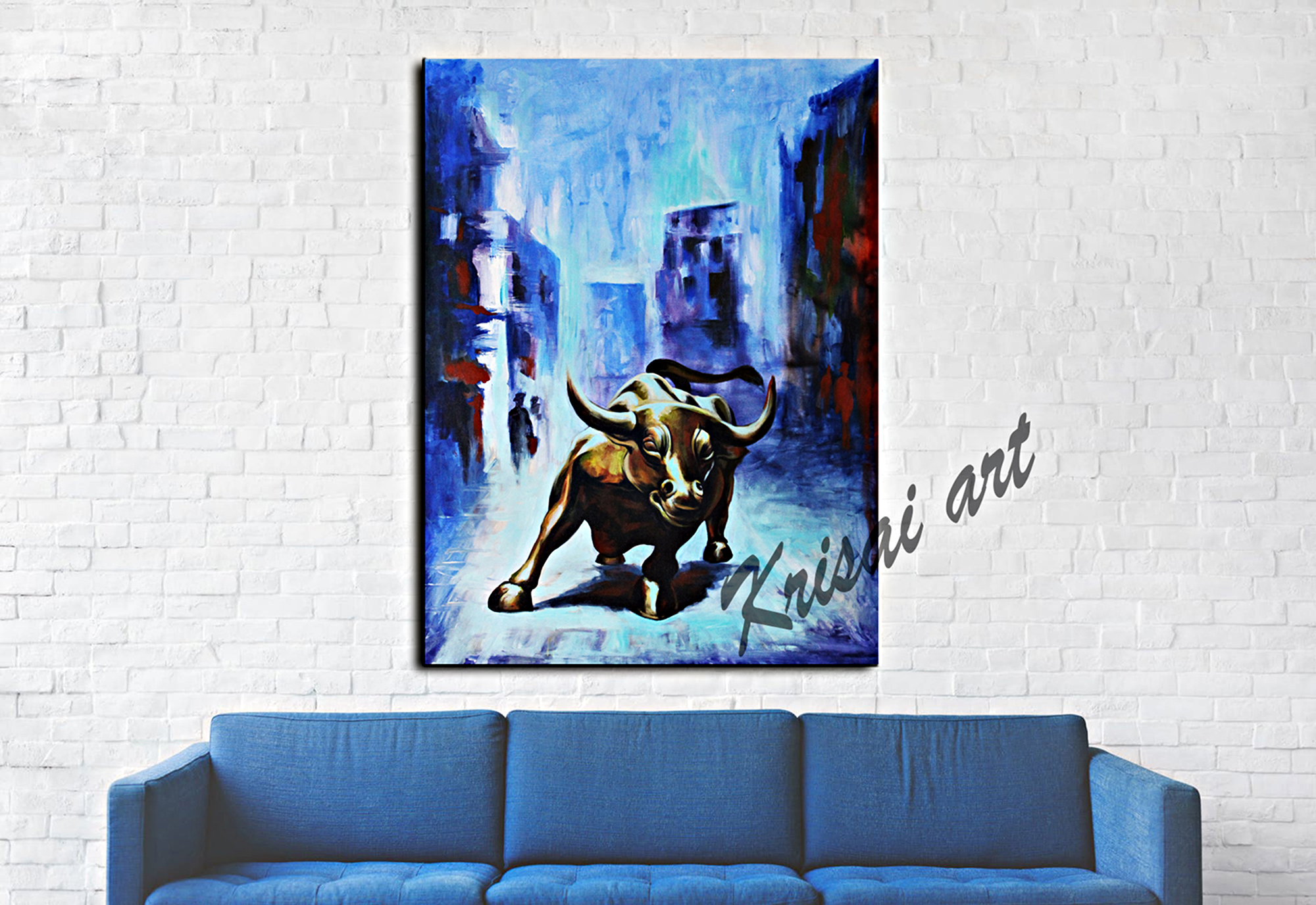 Modern Bull Run Canvas Painting