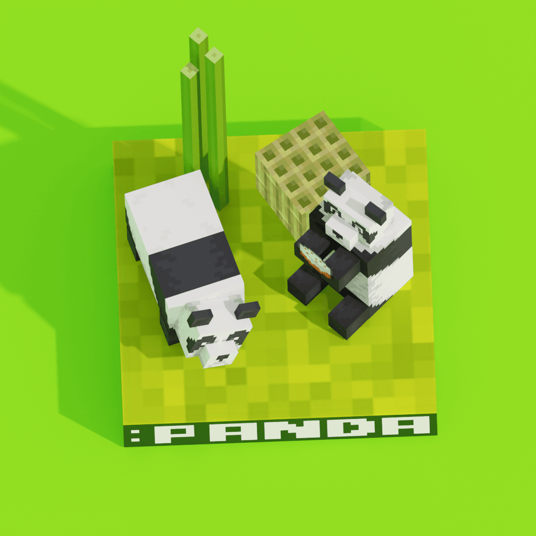 Minecraft Panda Family-Papermodel