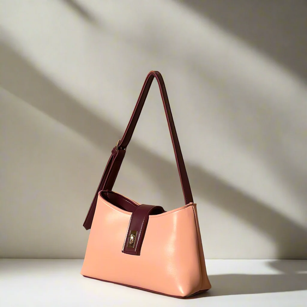 Casual Chic Saddle Bag “Beige Maroon”
