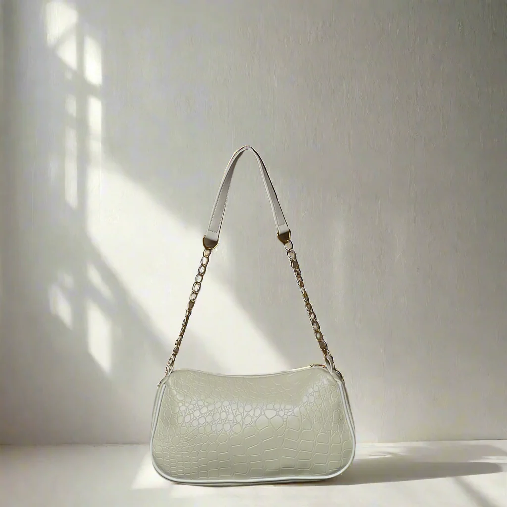Snakeskin Baguette Bag “White”