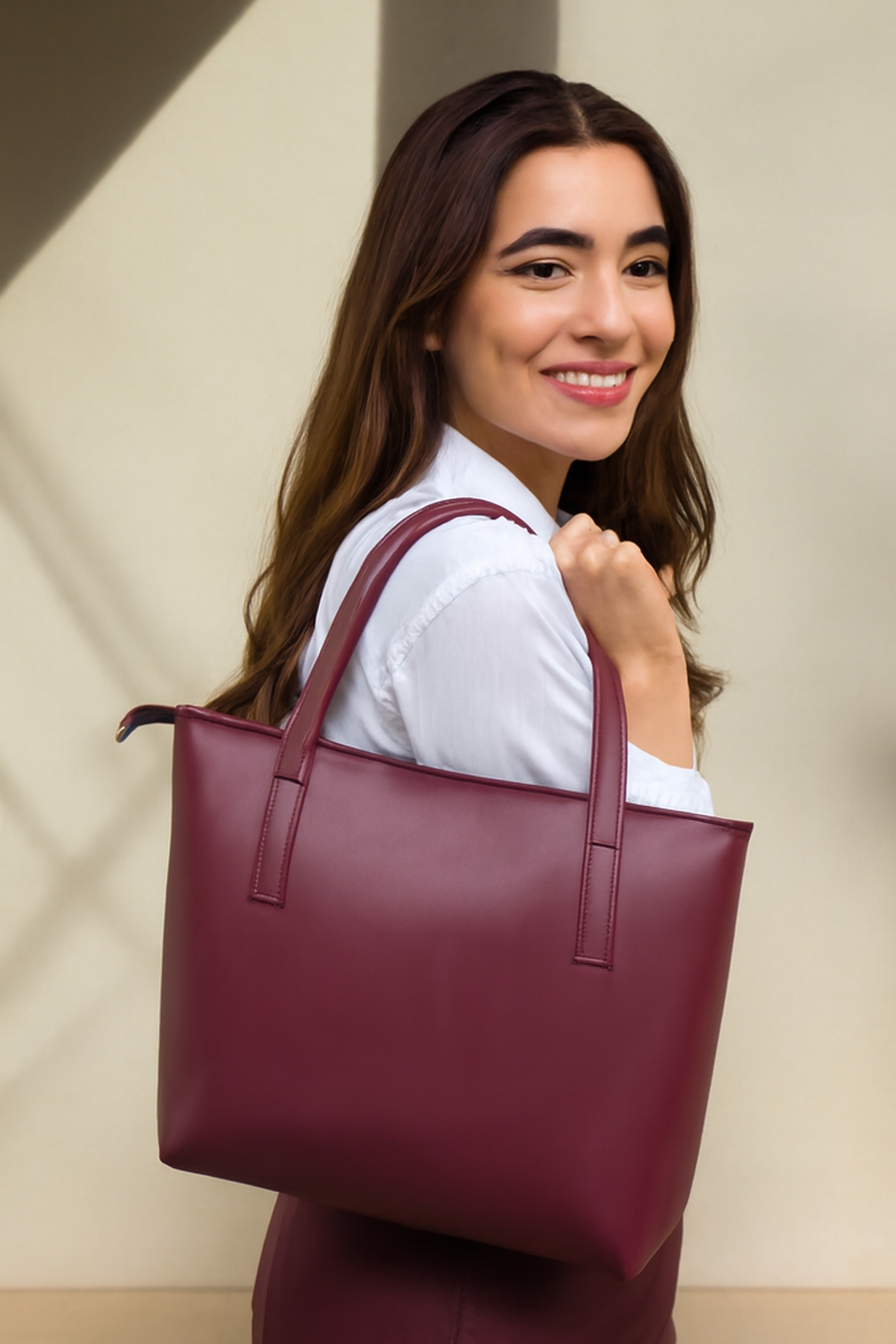 Elegant Burgundy Tote Bag