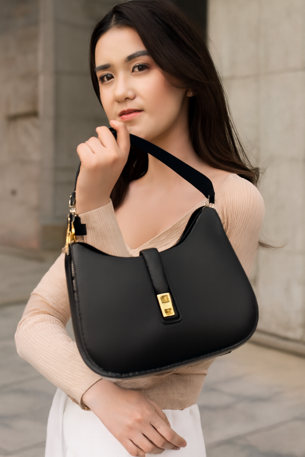 Black Leather Shoulder Bag