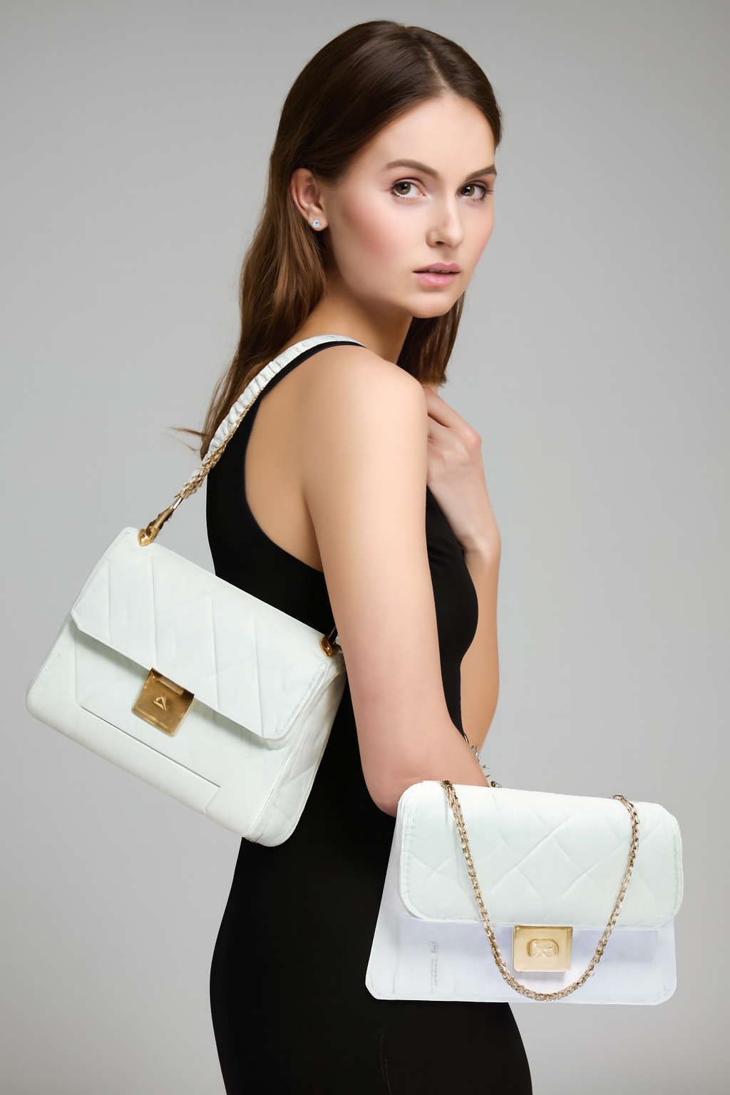 Elegant White Quilted Handbag