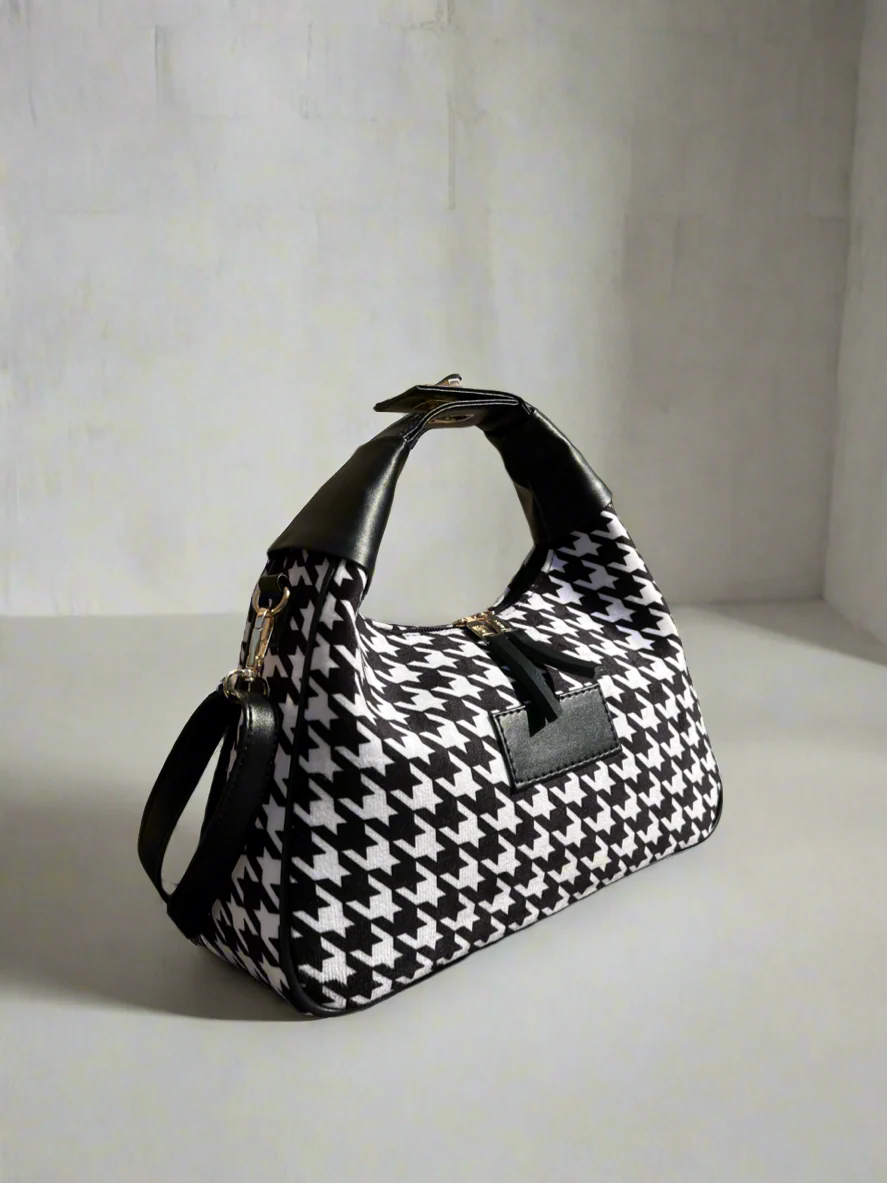 Houndstooth Minaudiere Shoulder Bag