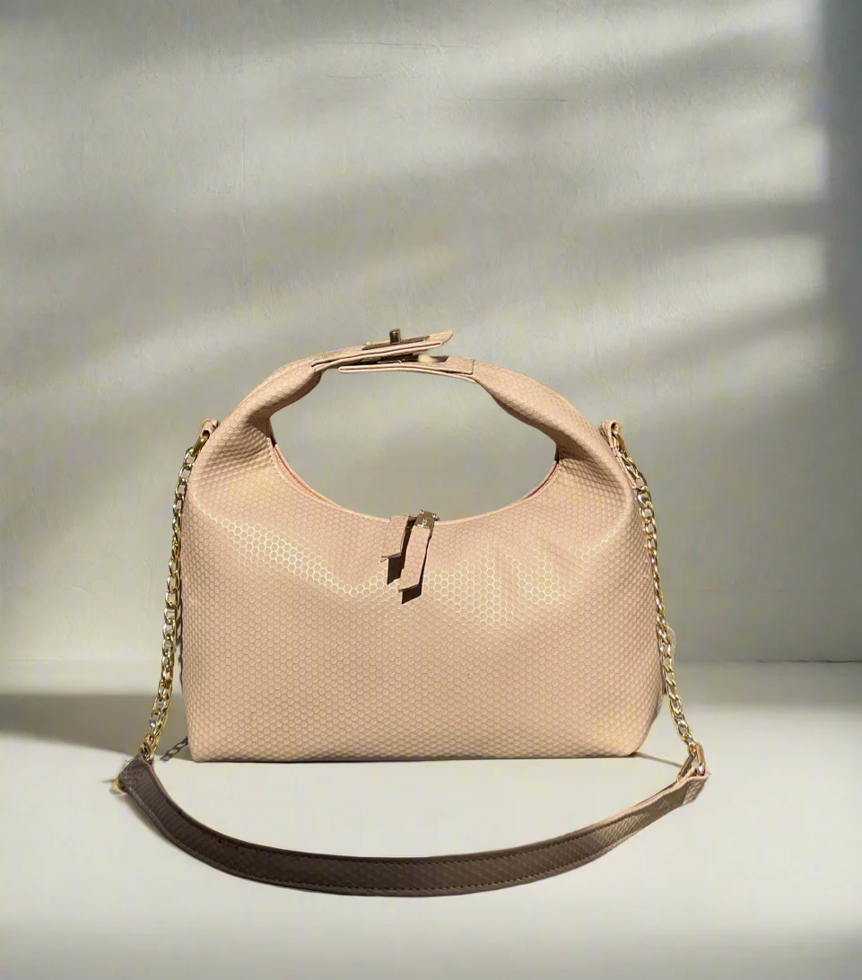 Vienna Top Handle Hobo Bag “Textured Beige”