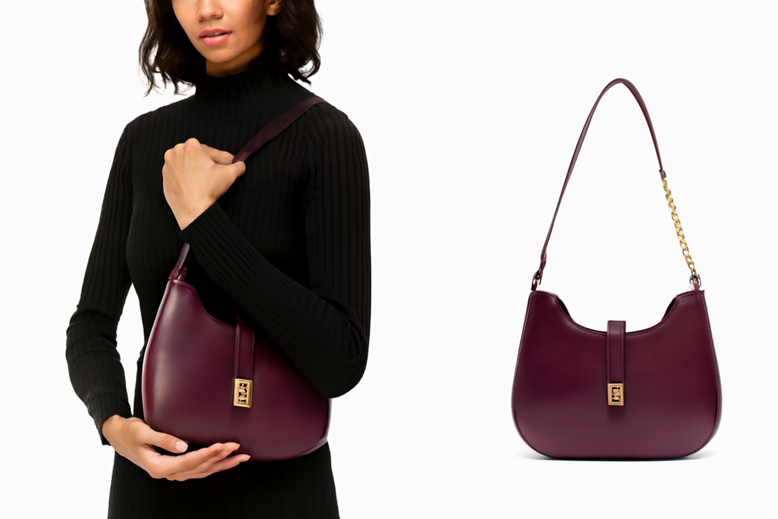 Burgundy Leather Shoulder Bag