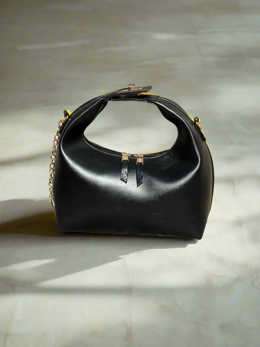 Vienna Top Handle Hobo Bag “Shiny Black”