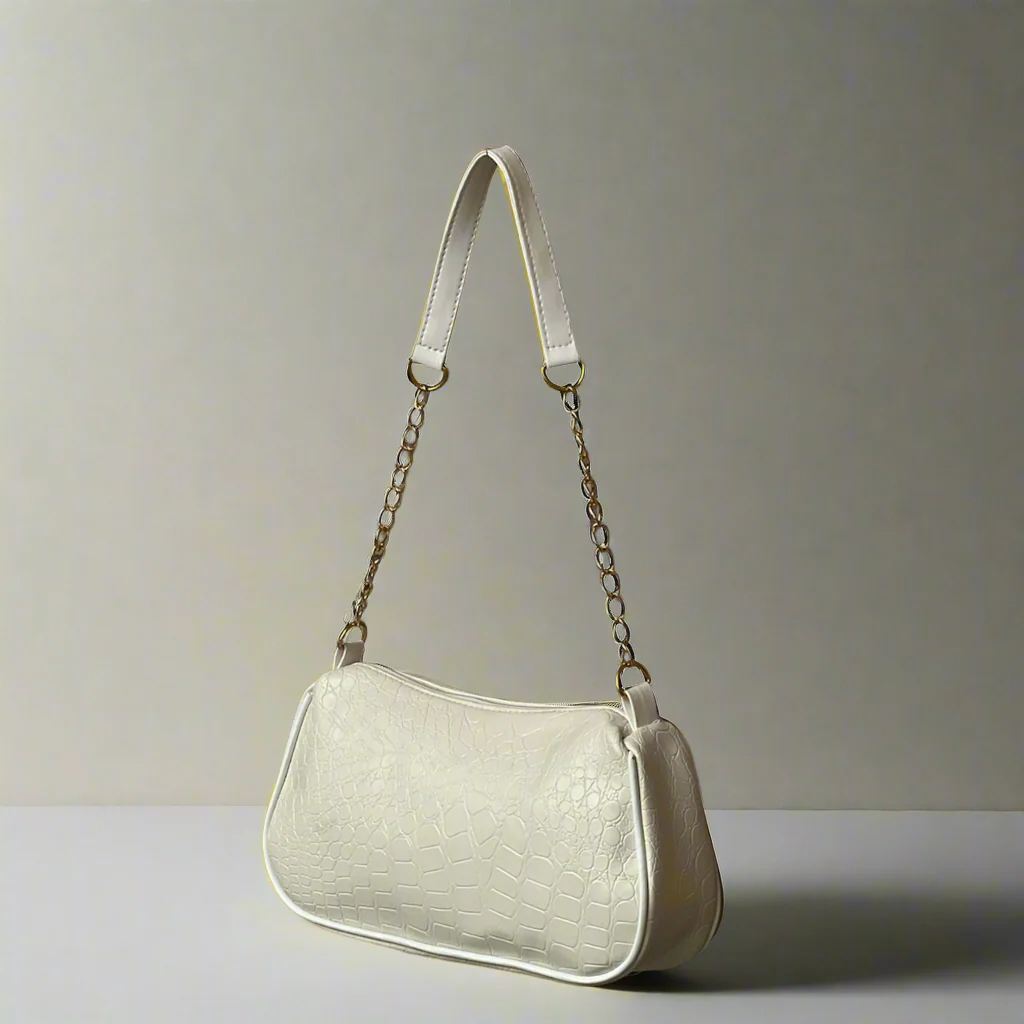 Snakeskin Baguette Bag “White”