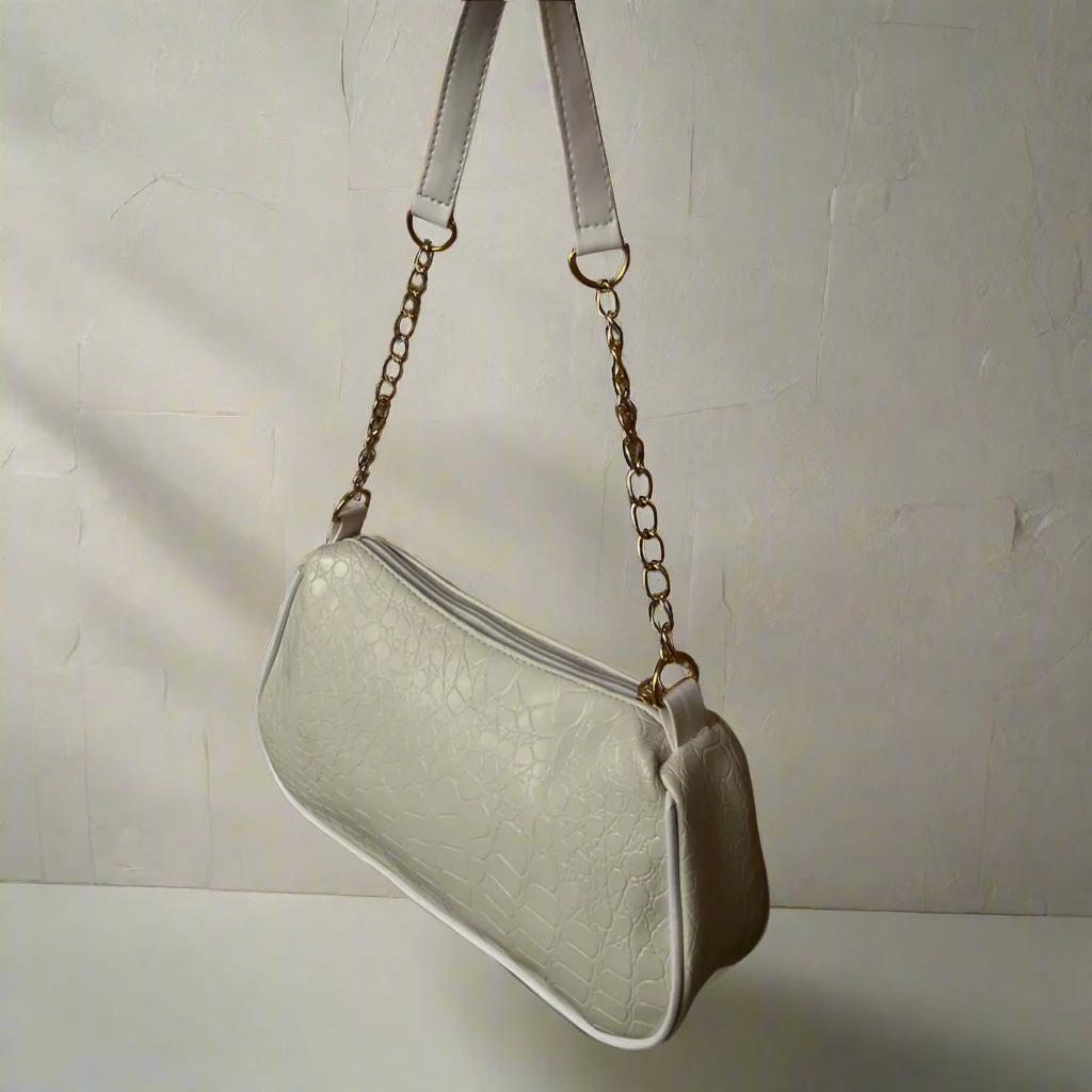 Snakeskin Baguette Bag “White”