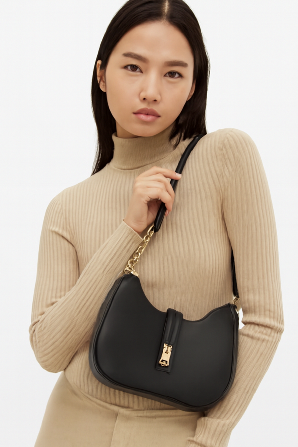 Black Leather Shoulder Bag