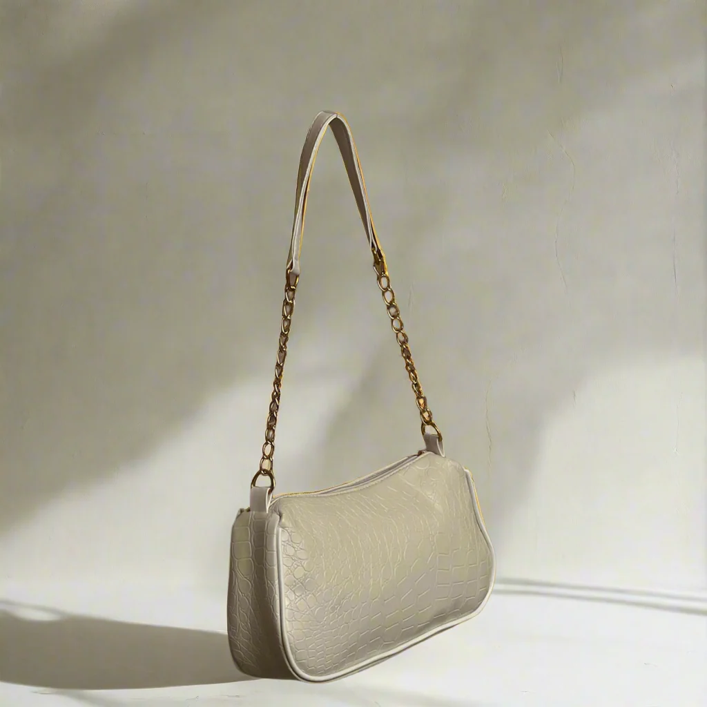 Snakeskin Baguette Bag “White”