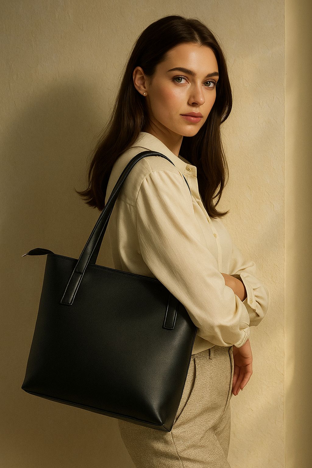 Black Leather Tote Bag