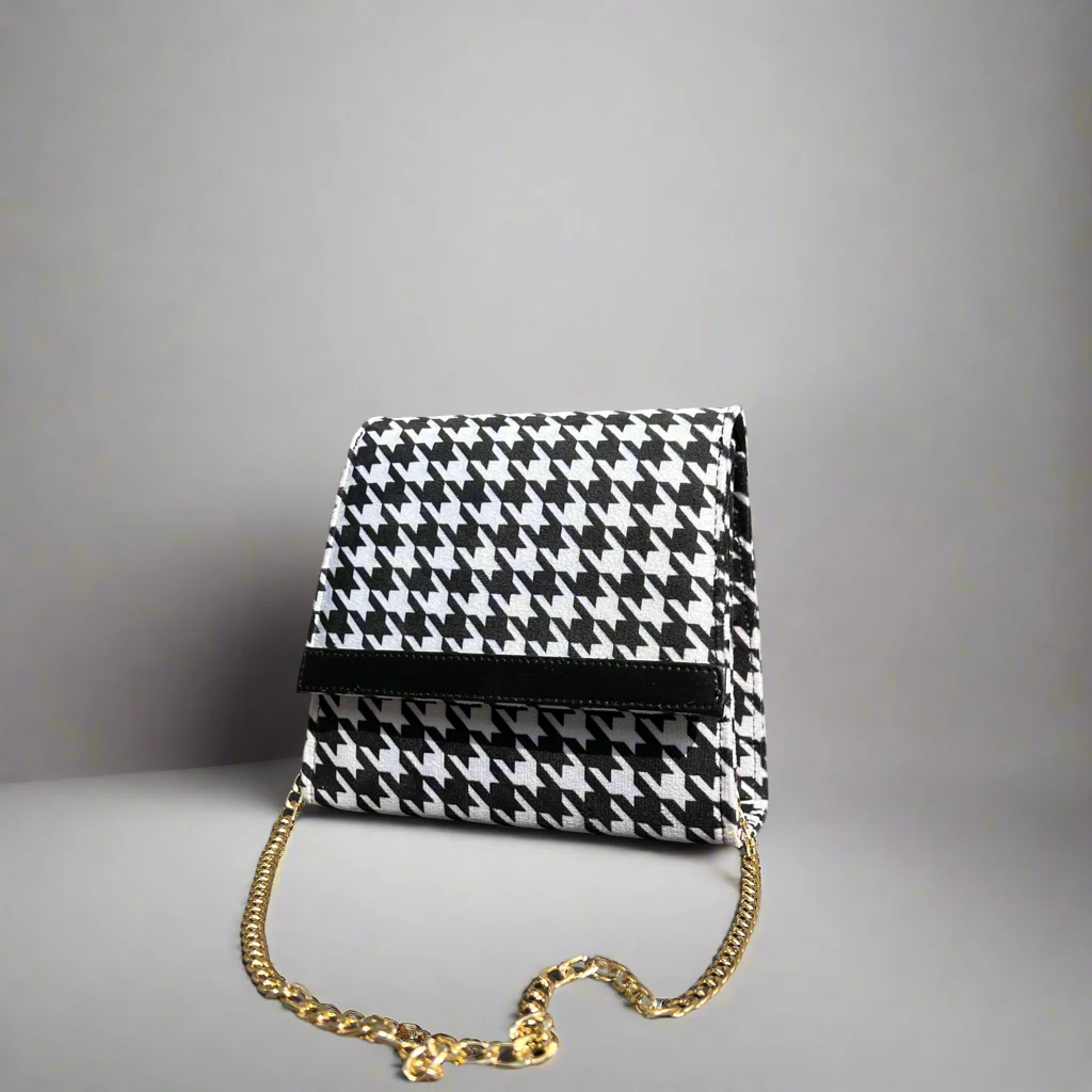 Houndstooth “Envelope” Crossbody Bag
