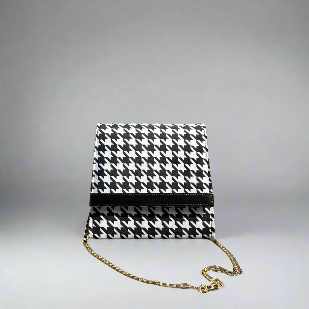 Houndstooth “Envelope” Crossbody Bag