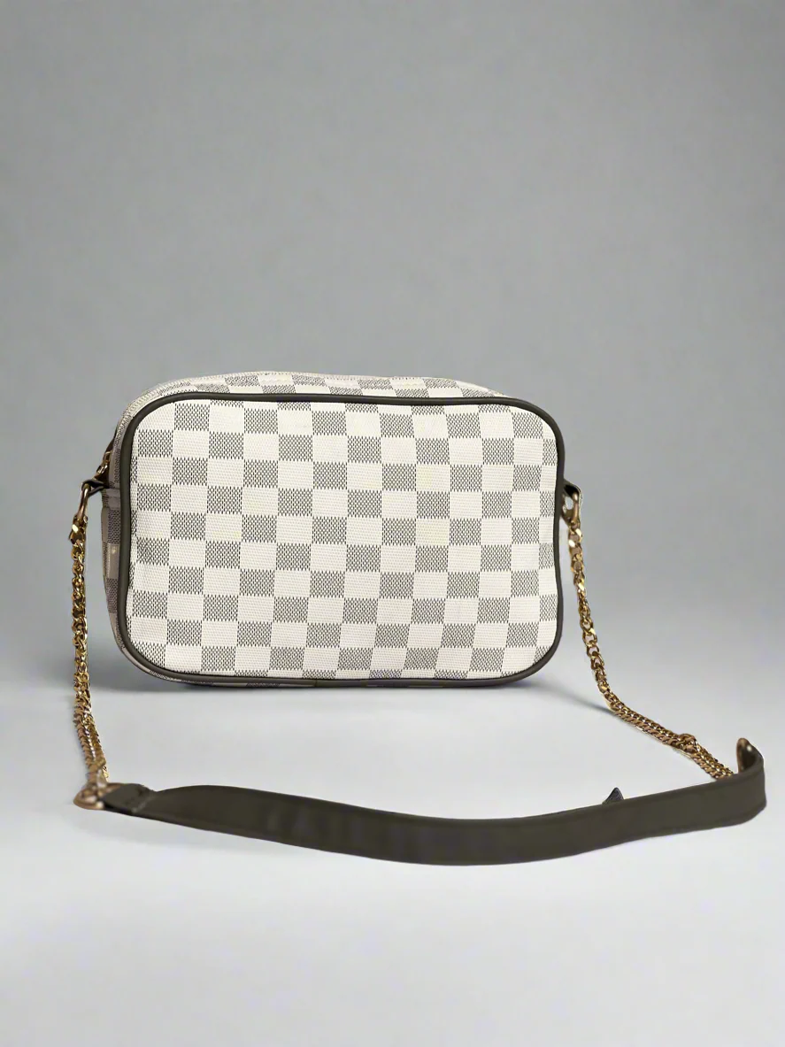 Checkered Crossbody Bag “Grey-White”