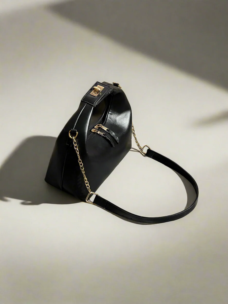 Vienna Top Handle Hobo Bag “Shiny Black”