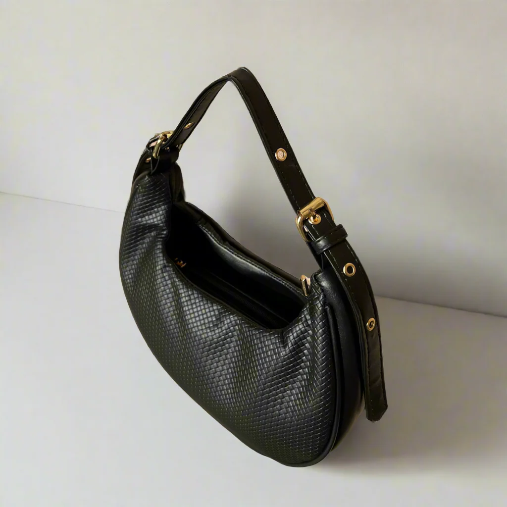 Duchess Textured Hobo Bag “Black”