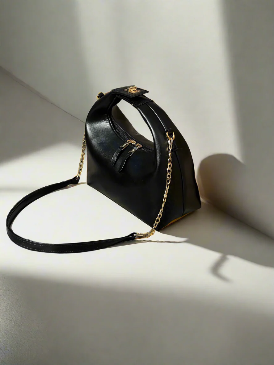 Vienna Top Handle Hobo Bag “Shiny Black”