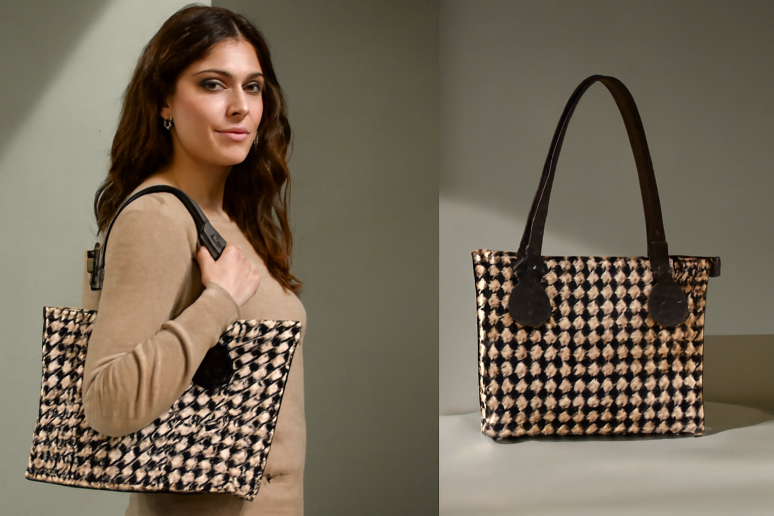 Houndstooth Pattern Tote Bag