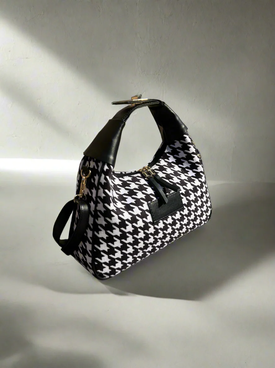 Houndstooth Minaudiere Shoulder Bag