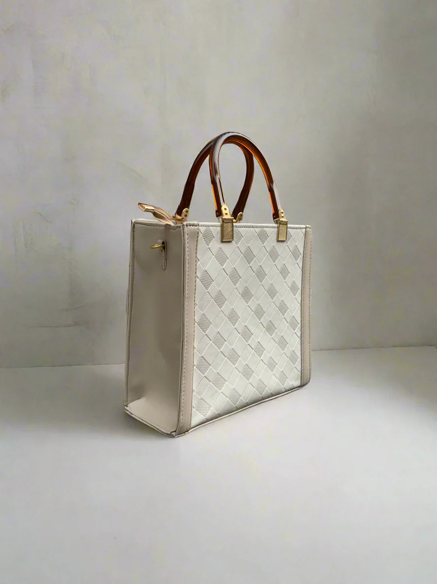 Checkered Box Tote “Beige”